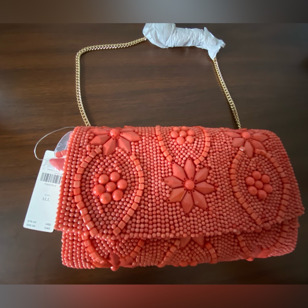 Anthropologie Beaded Floral clutch